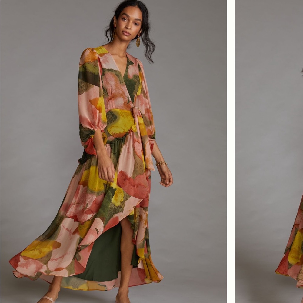 Anthropologie Geo Wrap Maxi Dress